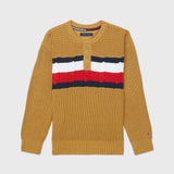 Flag Henley Sweater (Kids) - Mossy Green