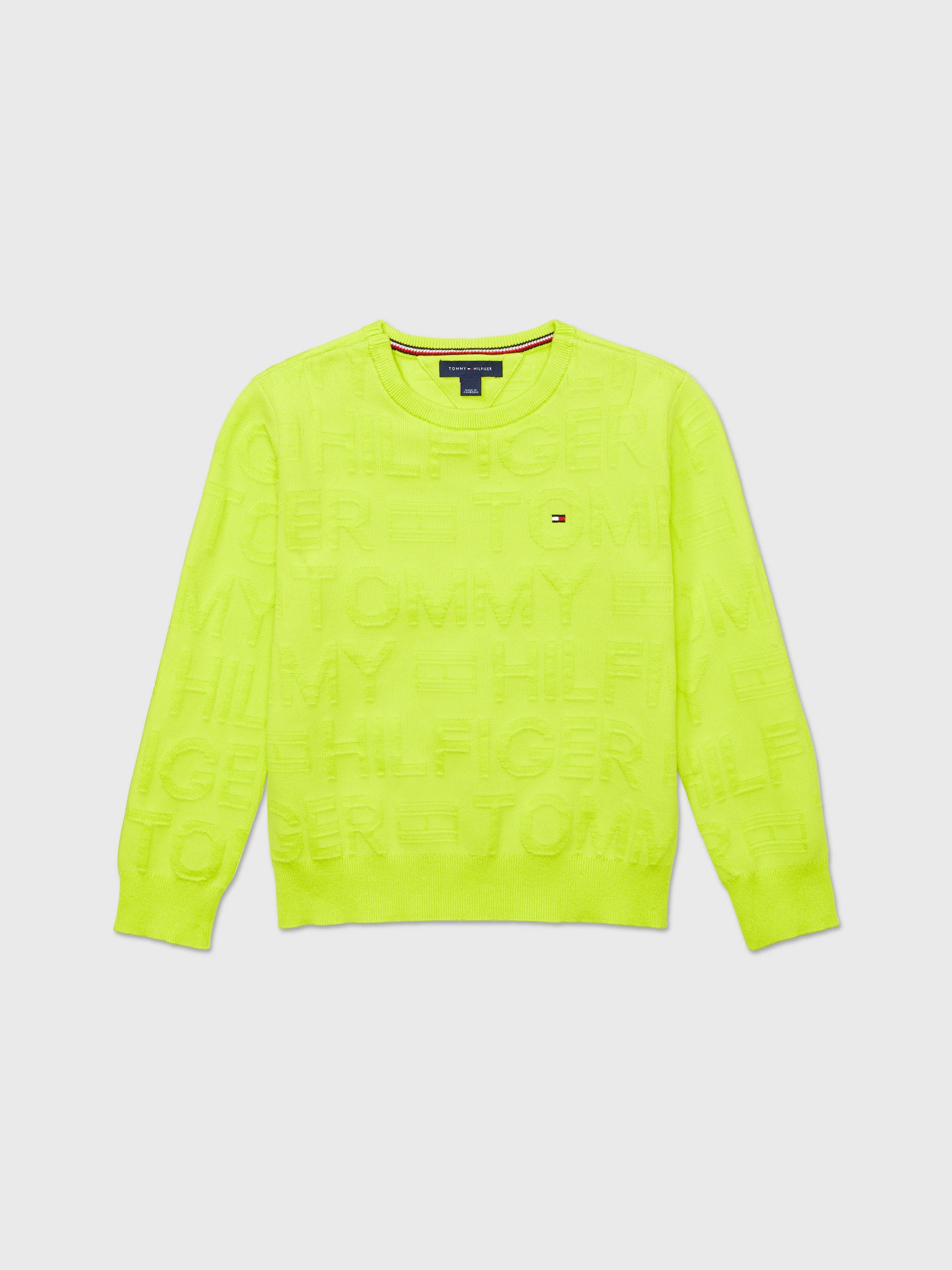 Tommy Jacquard Sweater (Kids) - Neo Lime