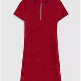 Motif Zip Polo Dress (Womens) - Primary Red
