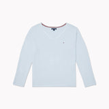 Textured V Neck Sweater (Womens) - Breezy Blue