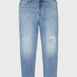 Distressed Mom Fit Jean (Womens) - Medium Wash