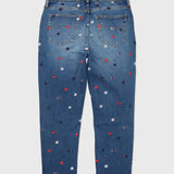 Embroidery Mom Fit Jean (Womens) - Medium Wash