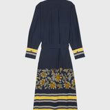 Belted Floral Stripe Dress (Womens) - Amber Glow
