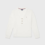 Pointelle Henley Sweater (Womens) - Milky Way