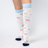 Everyday Knee-High Seamless Feel Socks (Kids) - White Smiley