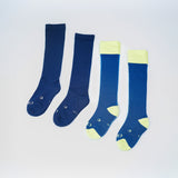Everyday Knee-High Seamless Feel Socks 4 Pack (Kids) - Marine Blue Colourblock/Midnight