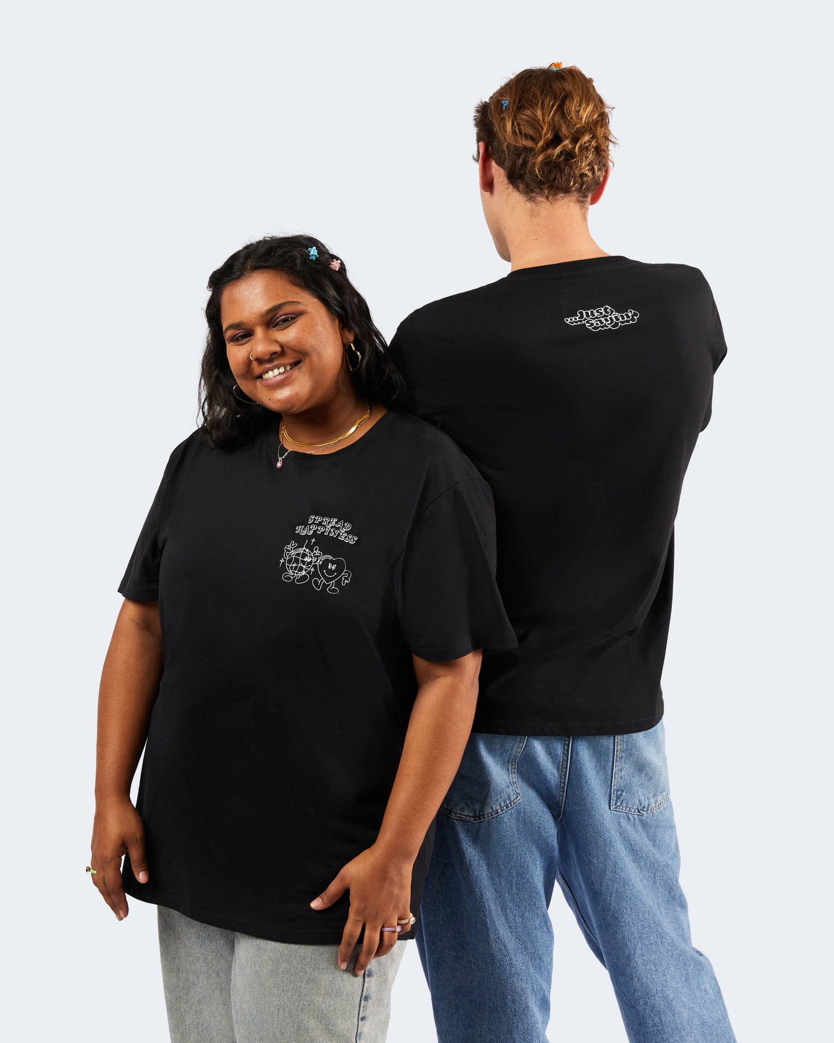 Spread Happiness Graphic Tee - Black & White