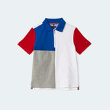 Boba Polo (Boys) - White/Blue/Grey