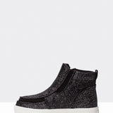 Mid Top Boot (Toddler) - Black Glitter