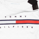 Tommy Stripe Crew Tee (Girls) - White