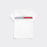 Tommy Stripe Crew Tee (Girls) - White