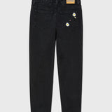 Tapered Flower Jeans (Girls) - Black Denim