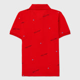 Logo Print Polo (Boys) - Blush Red