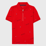 Logo Print Polo (Boys) - Blush Red