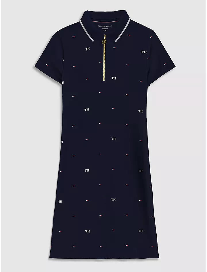 Motif Zip Polo Dress (Womens) - Navy