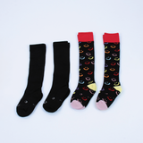 Everyday Knee-High Seamless Feel Socks 4 Pack (Kids) - Black Smiley Multi