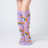 Everyday Knee-High Seamless Feel Socks (Kids) - Purple Rainbow