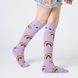 Everyday Knee-High Seamless Feel Socks (Kids) - Purple Rainbow