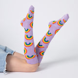 Everyday Knee-High Seamless Feel Socks (Kids) - Purple Rainbow