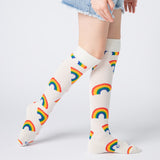 Everyday Knee-High Seamless Feel Socks (Kids) - White Rainbow