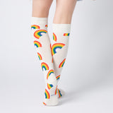 Everyday Knee-High Seamless Feel Socks (Kids) - White Rainbow