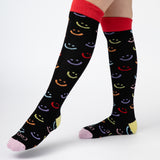 Everyday Knee-High Seamless Feel Socks (Kids) - Black Smiley