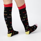 Everyday Knee-High Seamless Feel Socks (Kids) - Black Smiley