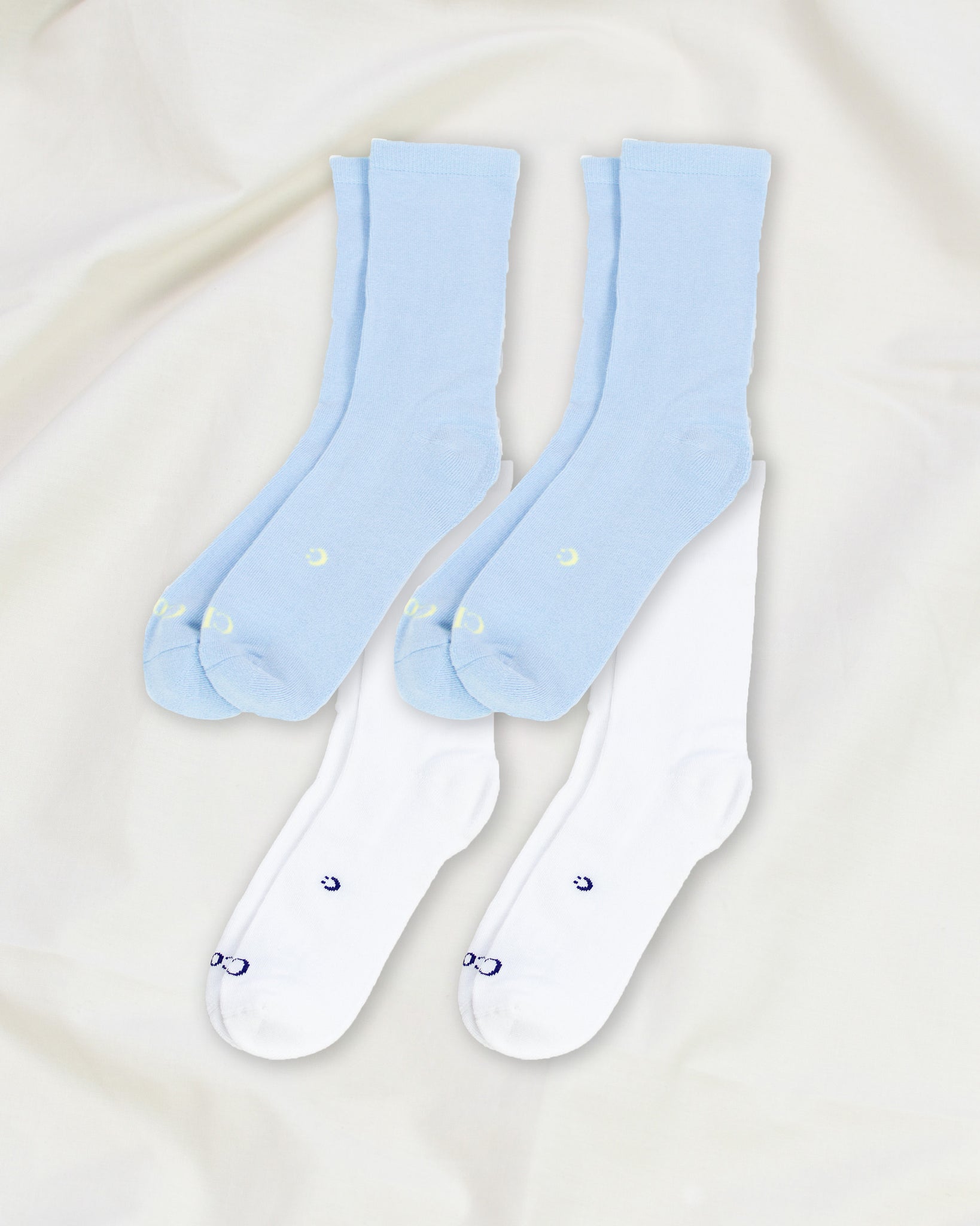 Everyday Crew Seamless Feel Sock 4 Pack (Adults) - Icicle/White
