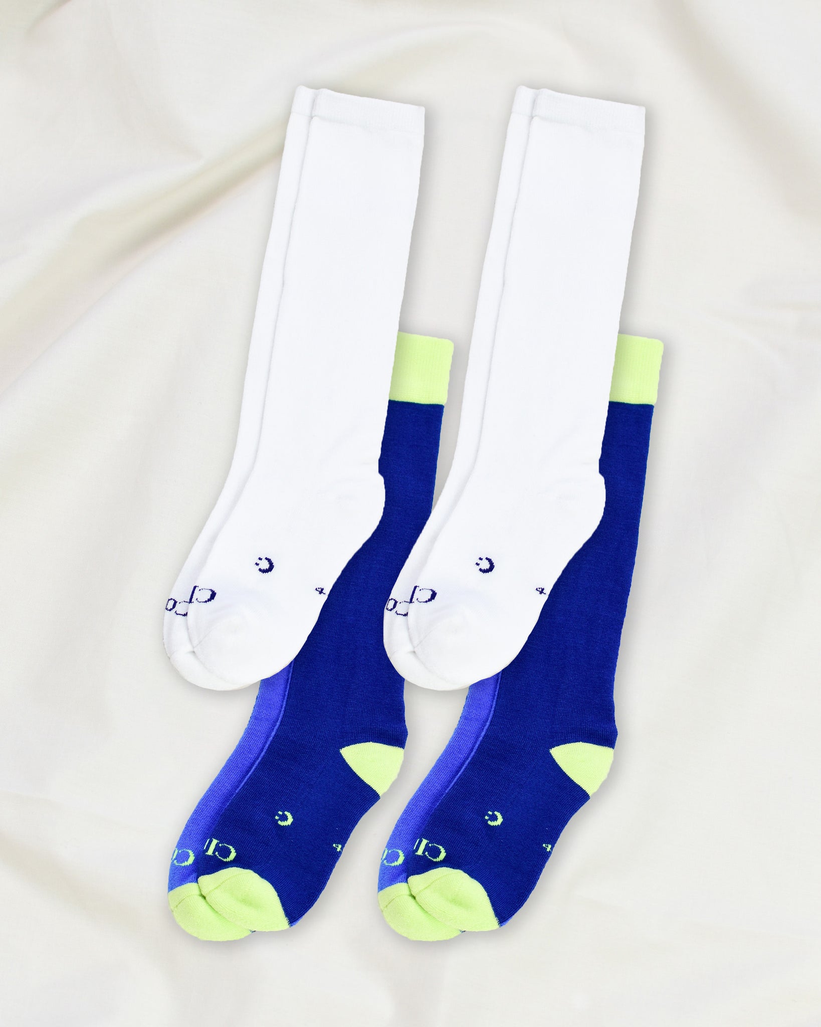 Everyday Knee-High Seamless Feel Socks 4 Pack (Kids) - White/Marine Blue