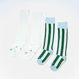 Everyday Knee-High Seamless Feel Socks 4 Pack (Kids) - Forest Stripe/White