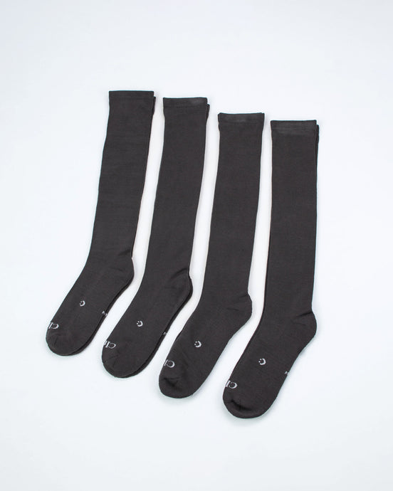 Everyday Knee-High Seamless Feel Socks 4 Pack (Kids) - Charcoal