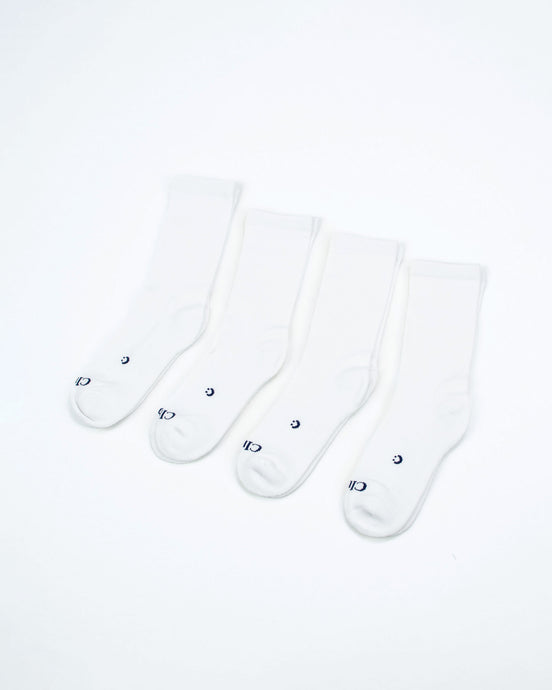 Everyday Crew Seamless Feel Socks 4 Pack (Kids) - White