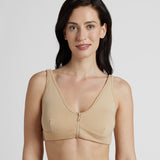 Wireless Front Zip Bra - Nude