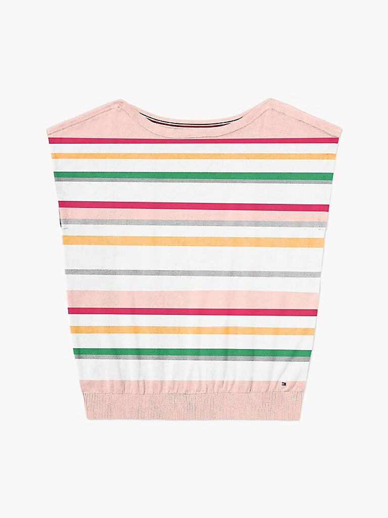Jocelyn Stripe Sweater Tee (Womens) - Pink/ White