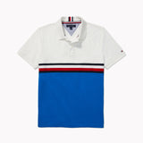 Block Stripe Polo (Mens) - Blue/ White/Red