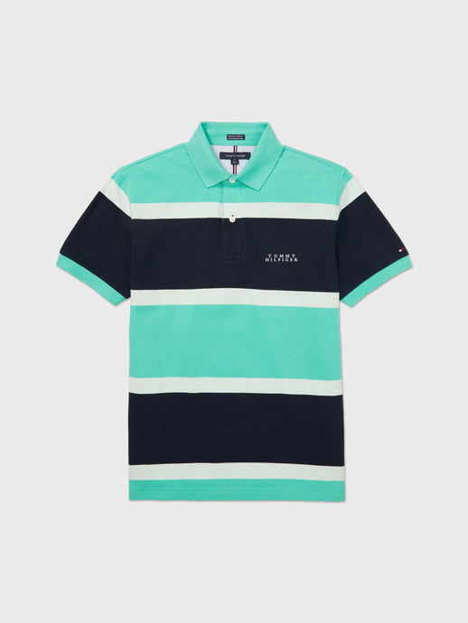 Rugby Stripe Polo (Mens) - Tidal Wave