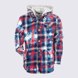 Glen Hooded Shirt - Red/Indigo Plaid